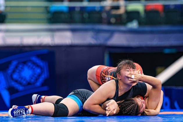 U17, U 17 Wrestling World Championships 65kg WW - Ariunzul Boldbaatar (MGL) df. Shahzoda Azimova (UZB) *** U17 Wrestling World Championships, 65 kg: Ariunzul Boldbaatar (MGL) defeated Shahzoda Azimova (UZB) Copyright: xUnitedxWorldxWrestlingx xAmirrezx UWW-U17-WC-BAKU-2026