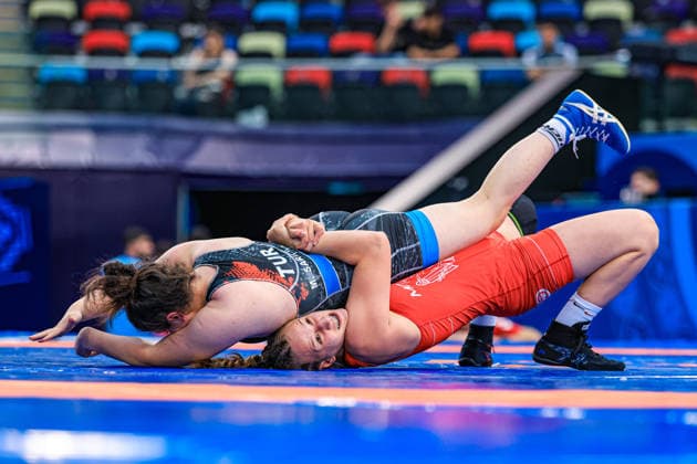 U17, U 17 Wrestling World Championships 65kg WW - Margarita Lisita (MDA) df. Melisa Saricicek (TUR) *** U17 Wrestling World Championships, 65 kg WW: Margarita Lisita (MDA) def. Melisa Saricicek (TUR) Copyright: xUnitedxWorldxWrestlingx xAmirrezx UWW-U17-WC-BAKU-2026