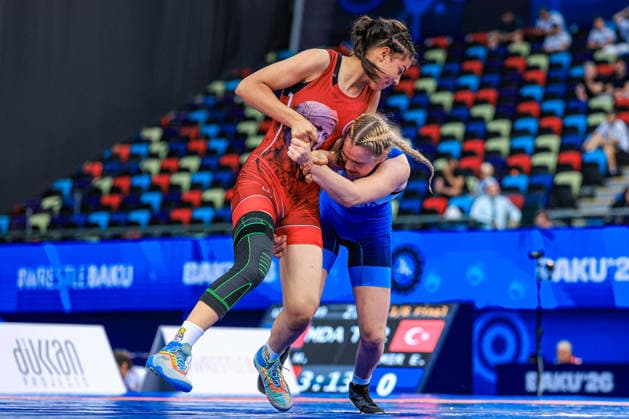 U17, U 17 Wrestling World Championships 65kg WW - Mariia Shanina (RUS) df. Zaineb Nasri (TUN) *** U17 Wrestling World Championships, 65 kg, Women s Weight Class: Mariia Shanina (RUS) defeated Zaineb Nasri (TUN) by fall Copyright: xUnitedxWorldxWrestlingx xAmirrezx UWW-U17-WC-BAKU-2026