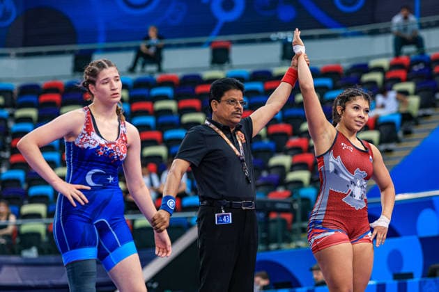 U17, U 17 Wrestling World Championships 73kg WW - Aisha Shantel Williams Bautista (PAN) df. Sude Naz Camoglu (TUR) *** U17 Wrestling World Championships, 73kg WW: Aisha Shantel Williams Bautista (PAN) defeated Sude Naz Camoglu (TUR) by fall Copyright: xUnitedxWorldxWrestlingx xAmirrezx UWW-U17-WC-BAKU-2026