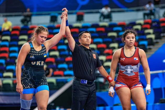 U17, U 17 Wrestling World Championships 73kg WW - Solomiia Petriv (UKR) df. Aisha Shantel Williams Bautista (PAN) *** U17 Wrestling World Championships, 73 kg WW: Solomiia Petriv (UKR) defeated Aisha Shantel Williams Bautista (PAN) by fall Copyright: xUnitedxWorldxWrestlingx xAmirrezx UWW-U17-WC-BAKU-2026