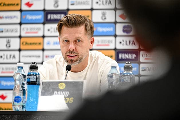 press conference, PK, Pressekonferenz held by FC Hradec Kralove ahead of the second leg of the Europa League second qualifying round between FC Hradec Kralove and Tromso IL, Hradec Kralove, July 29, 2026. Coach David Horejs. (CTKxPhoto DavidxTanecek) CTKPhotoP2026072904590  CTKPhotoP2026072904590