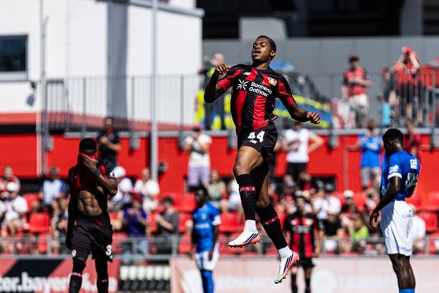 Testspiel: Bayer 04 Leverkusen - KRC Genk; 29.07.2026 Bayer 04 Leverkusen bejubelt das Tor, 1:0 durch Jeanuel Belocian (Bayer 04 Leverkusen, 44) Testspiel: Bayer 04 Leverkusen - KRC Genk; Ulrich-Haberland-Stadion, Leverkusen; 29.07.2026 *** Friendly Match: Bayer 04 Leverkusen vs. KRC Genk, July 29, 2026. Bayer 04 Leverkusen celebrates the goal, 1–0 by Jeanuel Belocian of Bayer 04 Leverkusen, 44th minute of the friendly match between Bayer 04 Leverkusen and KRC Genk at Ulrich Haberland Stadium, Leverkusen, July 29, 2026 Copyright: xBEAUTIFULxSPORTS Buriakovx