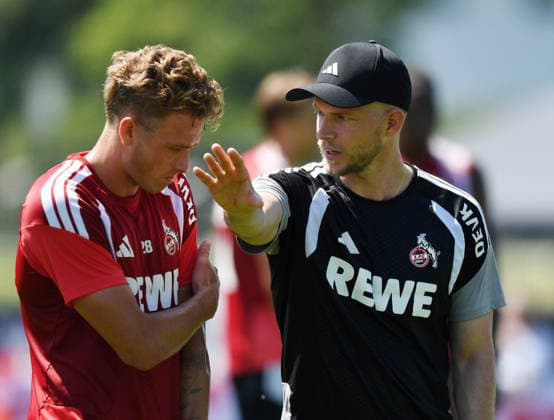29.07.2026, xophax, Fussball 1.Bundesliga, 1.FC Koeln Trainingslager . Mannschaft des 1.FC Köln in Kitzbühel .Training in Sankt Johann. Trainerstab . Staff . Sebastian Sebulonsen , links und Trainer RenÃ Wagner , rechts ( 1.FC Köln ) Kitzbühel *** July 29, 2026, xophax, Soccer, Bundesliga 1, 1. FC Köln Training Camp: 1. FC Köln team in Kitzbühel; training in Sankt Johann; coaching staff: Sebastian Sebulonsen (left) and coach Renà Wagner (right); 1. FC Köln, Kitzbühel