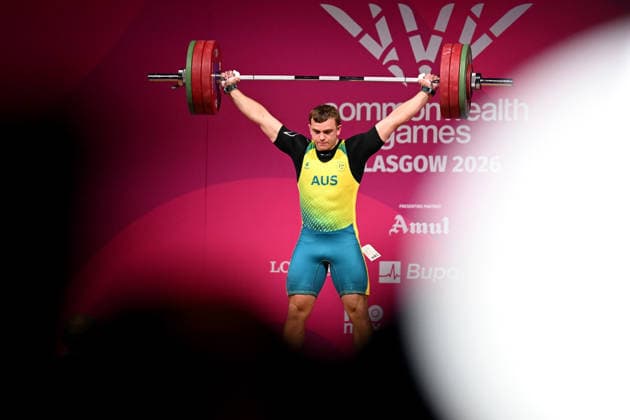 COM26 WEIGHTLIFTING, Oliver Saxton of Australia competes in the Men™s 94kg Weightlifting during the Glasgow 2026 Commonwealth Games at the SEC Armadillo in Glasgow, Scotland, Wednesday, July 29, 2026. ( NO ARCHIVING, EDITORIAL USE ONLY Glasgow Scotland United Kingdom  Copyright: xLUKASxCOCHx 20260729119252592243
