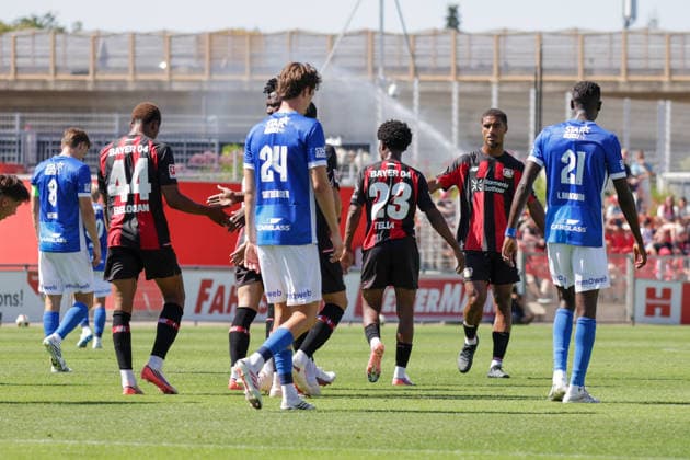 29.07.2026, xgrfx, Fussball Testspiel, Bayer 04 Leverkusen - KRC Genk v.l. Tor, Nathan Tella zum 2:0 (Bayer Leverkusen) (DFL DFB REGULATIONS PROHIBIT ANY USE OF PHOTOGRAPHS as IMAGE SEQUENCES and or QUASI-VIDEO) Leverkusen *** July 29, 2026, xgrfx, Soccer Friendly Match, Bayer 04 Leverkusen vs. KRC Genk, Goal, Nathan Tella makes it 2–0 for Bayer Leverkusen. DFL and DFB regulations prohibit any use of photographs as image sequences and or quasi-video. Leverkusen
