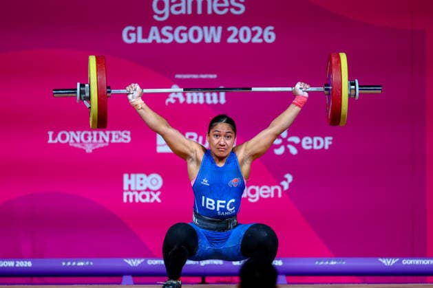RECORD DATE NOT STATED 29th July 2026; Glasgow, Scotland; 2026 Commonwealth Games, Day Seven; Womens 77kg Weightlifting, Seine Stowers (SAM) in the snatch with a new games record of 107kg RogerxEvans