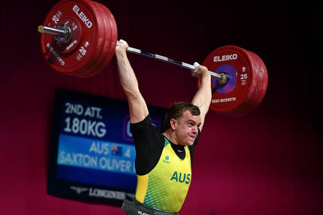 COM26 WEIGHTLIFTING, Oliver Saxton of Australia competes in the Men™s 94kg Weightlifting during the Glasgow 2026 Commonwealth Games at the SEC Armadillo in Glasgow, Scotland, Wednesday, July 29, 2026. ( NO ARCHIVING, EDITORIAL USE ONLY Glasgow Scotland United Kingdom  Copyright: xLUKASxCOCHx 20260730192544179181