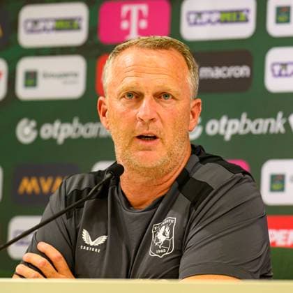 Budapest , 29-07-2026 , Groupama Arena , season 2026 2027 , UEFA Europa League play-off football , pressconference FC Twente , picture shows FC Twente coach John van den Brom Pressconference Twente in Budapest  x205308332x Copyright: