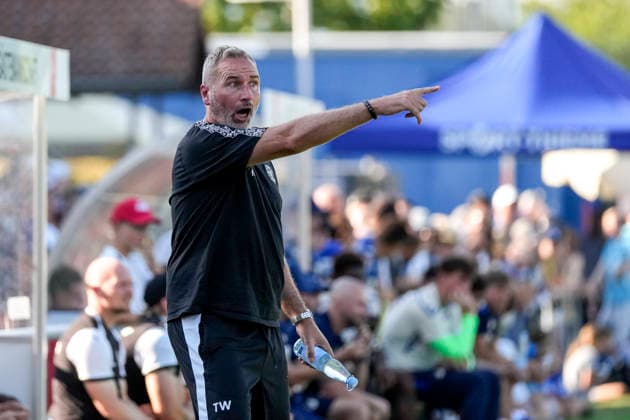 Tim Walter (Trainer, Cheftrainer, Kiel), gibt Anweisungen, gestikuliert, mit den Armen gestikulieren, Einzelbild, Einzelfoto, Aktion, Action, 29.07.2026, Zuzenhausen (Deutschland), Fussball, Testspiel, TSG 1899 Hoffenheim - Holstein Kiel, DFB DFL REGULATIONS PROHIBIT ANY USE OF PHOTOGRAPHS AS IMAGE SEQUENCES AND OR QUASI-VIDEO. *** Tim Walter, coach and head coach of Kiel, gives instructions, gesturing with his arms; single frame, single photo, action, July 29, 2026, Zuzenhausen, Germany, soccer, friendly match, TSG 1899 Hoffenheim vs. Holstein Kiel, DFB and DFL regulations prohibit any use of photographs as image sequences and or quasi-video xozx