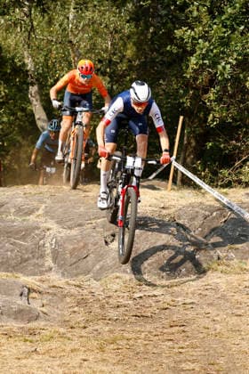 29.07.2026, Monteceneri, Monteceneri, 2026 UEC MTB European Championship, EM, Europameisterschaft XCC Qualifications Men Juniorr, Head 2, Noa Filippi 7 (FRA), Daan Bakelaar 3 (NED) and Jari Van Lee 5 (BEL) leading the race Monteceneri Monteceneri Ticino Switzerland *** July 29, 2026, Monteceneri, Monteceneri, 2026 UEC MTB European Championship XCC Qualifications Men s Junior, Head 2, Noa Filippi (7, FRA), Daan Bakelaar (3, NED), and Jari Van Lee (5, BEL) leading the race in Monteceneri, Ticino, Switzerland Copyright: xJustPictures.ch FrancescoxMinghettix jp-en-FrMi-_NG_0701