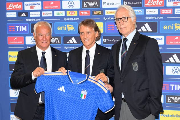 Football, Italy national team, presentation of Roberto Mancini as the new national team manager