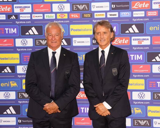 Claudio Ranieri Roberto Mancini during press conference, PK, Pressekonferenz to present new coach Roberto Mancini and new technical director Claudio Ranieri at the Rome s, Italy - Wednesday July 29, 2026 - Soccer ( Photo by Alfredo Falcone LaPresse )  Copyright: xAlfredoxFalcone LaPressex