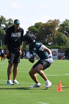 PHILADELPHIA, PA - JULY 29: Philadelphia Eagles wide receiver Makal Lemon 9 runs a drill during the Philadelphia Eagles training camp on July 29th, 2026 at Jefferson Health Training Complex in Philadelphia, PA. (Photo by Terence Lewis Icon Sportswire) NFL, American Football Herren, USA JUL 29 Eagles Training Camp EDITORIAL USE ONLY Icon260729037