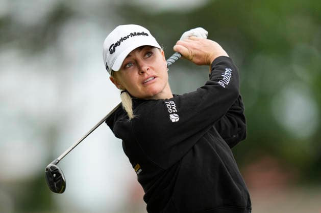 LYTHAM, ENGLAND - JULY 29: Charley Hull (ENG) plays from the second tee during Practice at the 50th AIG Women™s Open Championship at the Royal Lytham and St Anne™s Golf Club, Lytham on July 29, 2026 in Lancashire, England The 50th AIG Women™s Open Championship