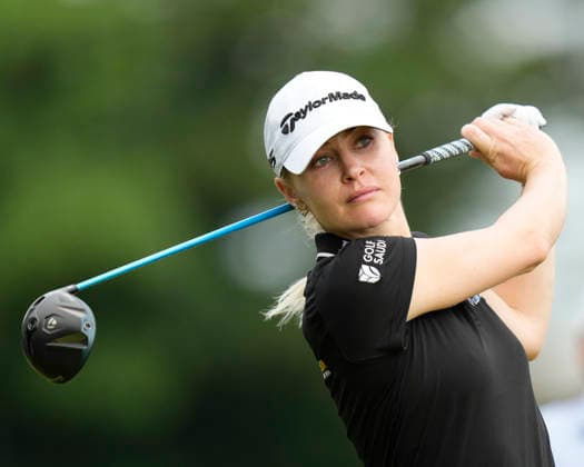 LYTHAM, ENGLAND - JULY 29: Charley Hull (ENG) plays from the second tee during Practice at the 50th AIG Women™s Open Championship at the Royal Lytham and St Anne™s Golf Club, Lytham on July 29, 2026 in Lancashire, England The 50th AIG Women™s Open Championship