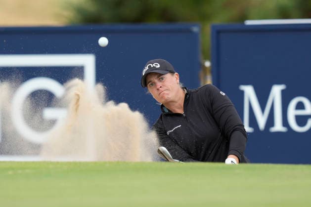 LYTHAM, ENGLAND - JULY 29: Lauren Coughlin (USA) chips from the bunker to the fourth green during Practice at the 50th AIG Women™s Open Championship at the Royal Lytham and St Anne™s Golf Club, Lytham on July 29, 2026 in Lancashire, England The 50th AIG Women™s Open Championship
