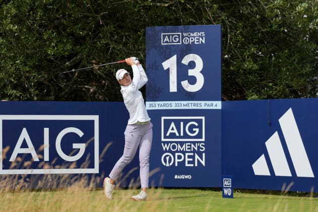 LYTHAM, ENGLAND - JULY 29: Alexandra Forsterling (GER) plays from the thirteenth tee during Practice at the 50th AIG Women™s Open Championship at the Royal Lytham and St Anne™s Golf Club, Lytham on July 29, 2026 in Lancashire, England The 50th AIG Women™s Open Championship