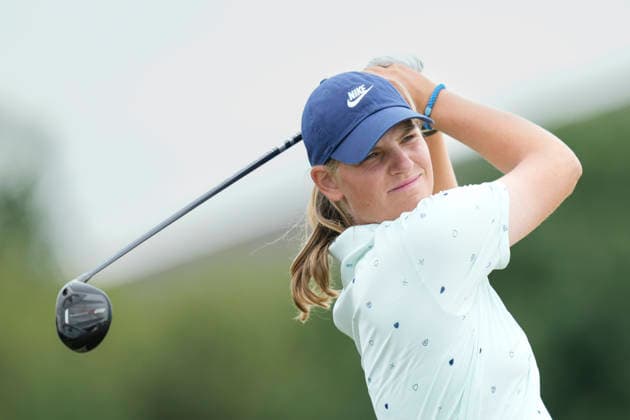LYTHAM, ENGLAND - JULY 29: Helen Briem (GER) plays from the fourteenth tee during Practice at the 50th AIG Women™s Open Championship at the Royal Lytham and St Anne™s Golf Club, Lytham on July 29, 2026 in Lancashire, England The 50th AIG Women™s Open Championship