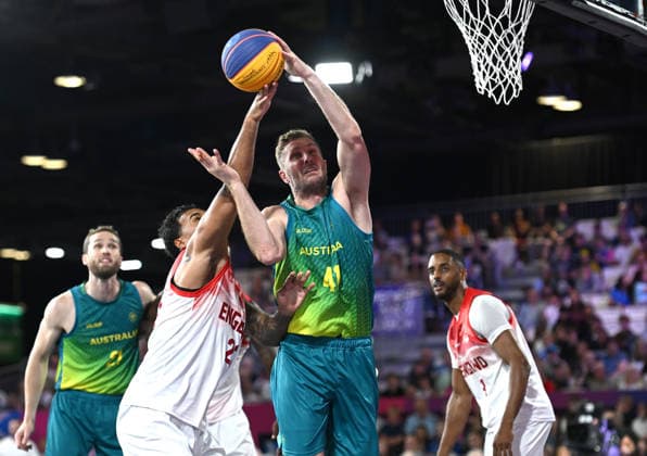 COM26 3X3 BASKETBALL, Jesse Wagstaff of Australia during the Men™s 3X3 Gold Medal game between England and Australia at at SEC Centre Hall 4 during the Glasgow 2026 Commonwealth Games in Glasgow, Scotland, Wednesday, July 29, 2026. ( NO ARCHIVING, EDITORIAL USE ONLY Glasgow Scotland United Kingdom  Copyright: xLUKASxCOCHx 20260730119933354448