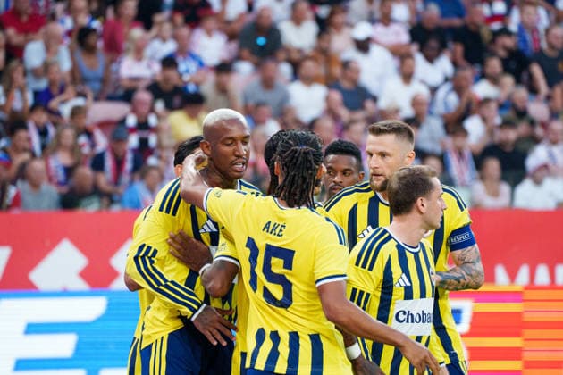 Anderson Talisca, Nathan Ake and Milan Skriniar seen during UEFA Champions League 26 27 2nd qualifying round 2st leg match between teams of Gornik Zabrze and Fenerbahce SK (Lukasz Germaniuk Ball Raw Images) Zabrze Arena Zabrze Poland Copyright: xLukaszxGermaniukx 260726WSZ-83