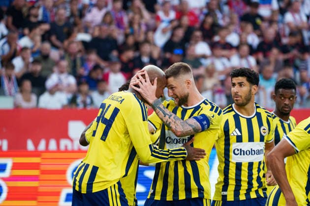 Anderson Talisca, Milan Skriniar and Marco Asensio seen during UEFA Champions League 26 27 2nd qualifying round 2st leg match between teams of Gornik Zabrze and Fenerbahce SK (Lukasz Germaniuk Ball Raw Images) Zabrze Arena Zabrze Poland Copyright: xLukaszxGermaniukx 260726WSZ-81