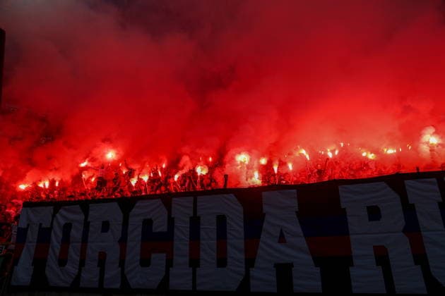 Zabrze 29.07.2026. Football UEFA Champions League match between Gornik Zabrze and Fenerbahce SK in Zabrze, Poland on July 29, 2026 --- Mecz pilka nozna UEFA Champions League pomiedzy Gornik Zabrze a Fenerbahce SK w Zabrzu, Polska 29 lipca 2026 Persons Shown: kibice Gornika Zabrze, fans Fot. Michal Gaciarz Arena Akcji NEWSPIX.PL --- newspix.pl 