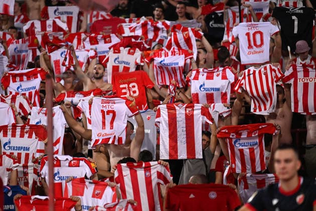 CRVENA ZVEZDA vs LARNE NORTHERN IRLAND SUPPORTERS football Crvena zvezda vs Larne Northern Irland during UEFA Champions league qualification match at Rajko Mitic stadium, Belgrade 29.07.2026 Foto: FOOTBALL, CRVENA ZVEZDA, RED STAR, UEFA CHAMPIONS LEAGUE QUALIFICATIONS, LARNE NORTHERN IRLAND Belgrade Rajko Mitic stadium Serbia Copyright: xMarkoxMetlasx xMNxPressx