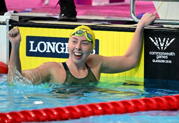 COM26 SWIMMING FINALS, Lakeisha Patterson of Australia reacts after winning the Women™s 100m Freestyle S9 Final during the Glasgow 2026 Commonwealth Games at the Tollcross International Swimming Centre in Glasgow, Scotland, Wednesday, July 29, 2026. ( NO ARCHIVING, EDITORIAL USE ONLY Glasgow Scotland United Kingdom  Copyright: xDEANxLEWINSx 20260730189998121483