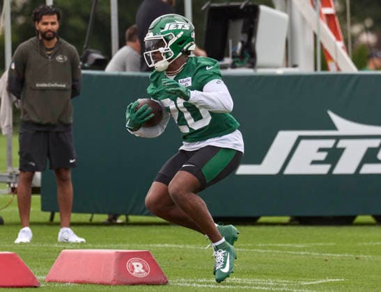 New York Jets running back Breece Hall (20) during training camp at the Atlantic Health Jets Training Center, Florham Park, New Jersey. CSM Florham Park United States - ZUMAc04_ 20260729_zma_c04_018 Copyright: xDuncanxWilliamsx