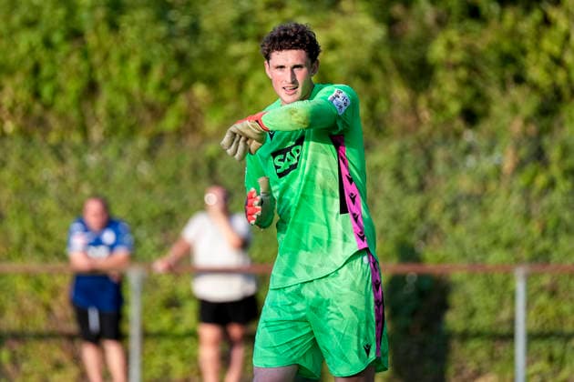 Lukas Petersson (Torwart, Hoffenheim, 36), Einzelbild, Einzelfoto, Aktion, Action, 29.07.2026, Zuzenhausen (Deutschland), Fussball, Testspiel, TSG 1899 Hoffenheim - Holstein Kiel, DFB DFL REGULATIONS PROHIBIT ANY USE OF PHOTOGRAPHS AS IMAGE SEQUENCES AND OR QUASI-VIDEO. *** Lukas Petersson, goalkeeper, Hoffenheim, 36, single image, single photo, action, July 29, 2026, Zuzenhausen, Germany, soccer, friendly match, TSG 1899 Hoffenheim vs. Holstein Kiel, DFB and DFL regulations prohibit any use of photographs as image sequences and or quasi-video xozx