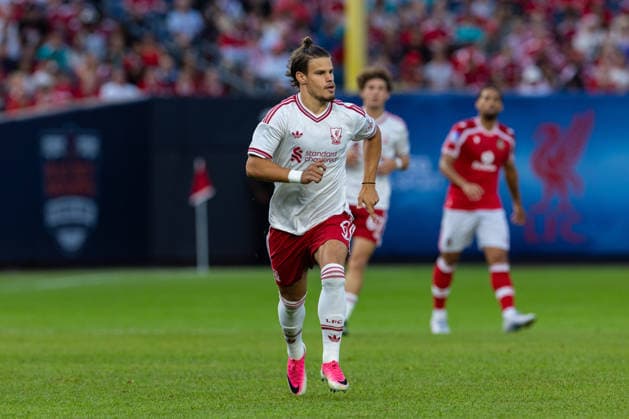 Football - Pre-Season - Liverpool FC v Wrexham AFC NEW YORK, USA - Wednesday, July 29, 2026: Liverpool s Milos Kerkez during a pre-season friendly match between Liverpool FC and Wrexham AFC at Yankee Stadium. (Photo by David Rawcliffe Propaganda) NEW YORK Yankee Stadium NEW YORK UNITED STATES OF AMERICA  Copyright: xDavidxRawcliffex P2026-07-29-Liverpool_Wrexham-29