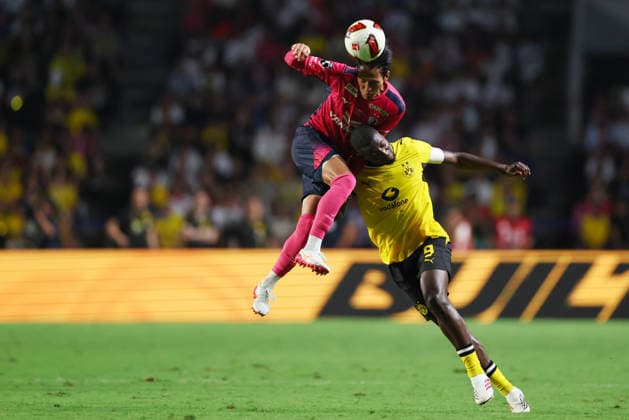 (L to R) Rikito Inoue (Cerezo), Serhou Guirassy (Dortmund), JULY 29, 2026 - Football Soccer : Cerezo Osaka Global Challenge 2026 between Cerezo Osaka 1-0 Borussia Dortmund at Yanmar Hanasaka Stadium in Osaka, Japan. Noxthirdxpartyxsales  aflo_339489026 NaokixMoritax