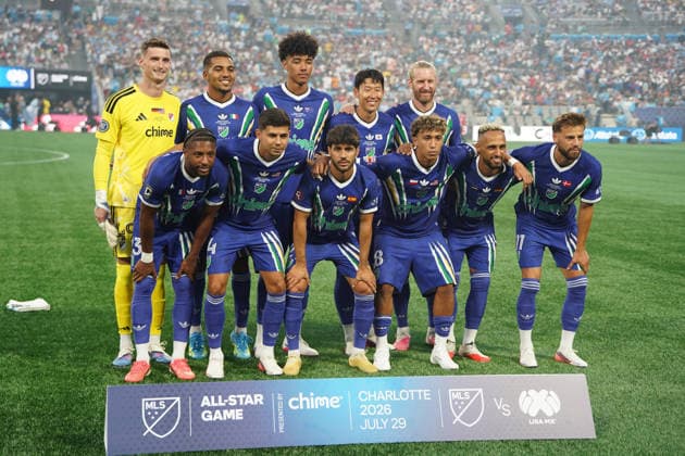Players of MLS, Fussball Herren, USA All Stars pose during the Major League Soccer All-Star Game between MLS All Stars and Liga MX All-Stars at Bank of America stadium in Charlotte, USA, 29 jULY 2026. All-Star Game: MLS All Stars vs. Liga MX All-Stars !ACHTUNG: NUR REDAKTIONELLE NUTZUNG!  Copyright: xKennethxFernandezx GR4003 20260730-55021027043_1