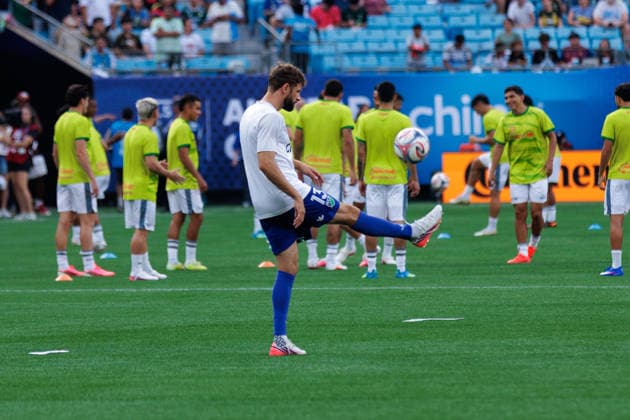 CHARLOTTE, NORTH CAROLINA - JULY 29, 2026: Thomas Müller of the MLS, Fussball Herren, USA All-Stars juggles ball prior to the star of the 2026 MLS All-Star Game between the MLS All-Stars and LIGA MX All-Stars at Bank of America Stadium in Charlotte, North Carolina. (Photo by Dennis Rojas Di Sports Photo Agency) Charlotte Bank of America Stadium North Carolina Copyright: xDennisxRojasx