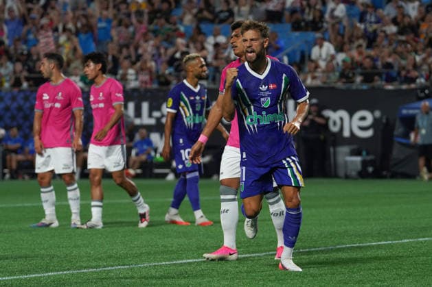 Philip Zinckernagel of MLS, Fussball Herren, USA All Stars celebrates after scoring during the Major League Soccer All-Star Game between MLS All Stars and Liga MX All-Stars at Bank of America stadium in Charlotte, USA, 29 jULY 2026. All-Star Game: MLS All Stars vs. Liga MX All-Stars !ACHTUNG: NUR REDAKTIONELLE NUTZUNG!  Copyright: xKennethxFernandezx GR4022 20260730-55021027107_1