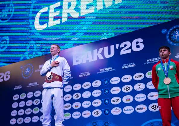 U17, U 17 Wrestling World Championships Podium 45kg GR - Gold: Rylen Bezer Wax (USA) *** U17 Wrestling World Championships Podium: 45kg Greco-Roman Gold – Rylen Bezer Wax, USA