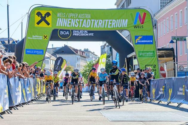 wels, austria, 29 july 2026, bicycle race welser innenstadtkriterium, kid s race *** Wels, Österreich, 29. Juli 2026, Radrennen Welser Innenstadtkriterium , Kinderrennen Copyright: xx