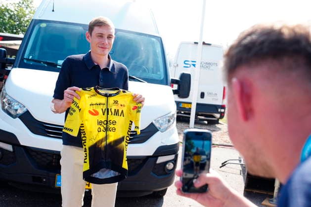 PostNord Denmark Tour Jonas Vingegaard is present in Glyngoere at the 2nd Stage of the PostNord Denmark Tour. The stage is 187.2 kilometers long and runs from Glyngoere to Skive on Thursday, July 30, 2026. (Photo: Henning Bagger Scanpix 2026) , Glyngoere Denmark *** PostNord Denmark Tour: Jonas Vingegaard is in Glyngoere for the 2nd Stage of the PostNord Denmark Tour. The stage is 187.2 kilometers long and runs from Glyngoere to Skive on Thursday, July 30, 2026. Photo by Henning Bagger, Scanpix 2026, Glyngøere, Denmark  Copyright: HenningxBaggerx spdk20260730-111826-L