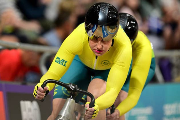 COM26 Track cycling, Rad, Radsport, Bahnrad, Bahn Jacqueline Mengler-Mohr (pilot) and Jessica Gallagher of Australia compete during the Women™s Tandem B Sprint Qualifying at the Glasgow 2026 Commonwealth Games at the Sir Chris Hoy Velodrome in Glasgow, Scotland, Thursday, July 30, 2026. ( NO ARCHIVING, EDITORIAL USE ONLY Glasgow United Kingdom  Copyright: xDEANxLEWINSx 20260730159406905036