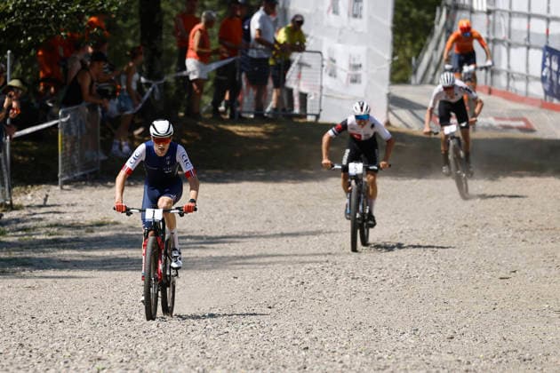 30.07.2026, Monteceneri, Monte Ceneri, 2026 UEC MTB European Championship, EM, Europameisterschaft XCC Men Junior s Final (cross country short track), Noa Filippi 1 (FRA) winning the race in front of Marwan Barhoumi 5 (SUI) and Elias Hückmann 2 (GER) Monteceneri Monte Ceneri Ticino Switzerland *** July 30, 2026, Monteceneri, Monte Ceneri, 2026 UEC MTB European Championship XCC Men s Junior Final, cross-country short track; Noa Filippi (1, FRA) won the race ahead of Marwan Barhoumi (5, SUI) and Elias Hückmann (2, GER); Monteceneri, Monte Ceneri, Ticino, Switzerland Copyright: xJustPictures.ch FrancescoxMinghettix jp-en-FrMi-_NG_0938