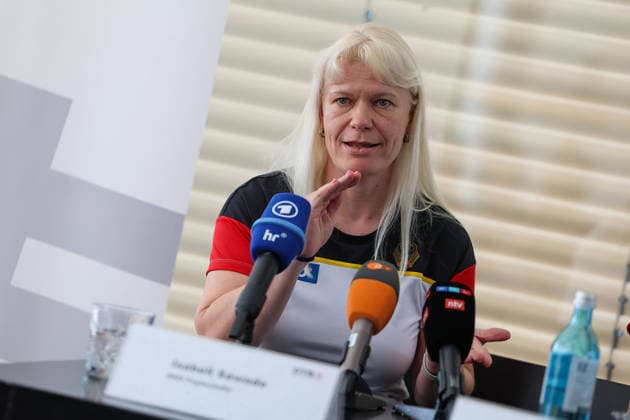 Frankfurt am Main, July 30, 2026: Isabell Sawade (RSG-Teamchefin und TK-Mitglied Weltturnverband) during a media day from Deutscher Turner-Bund (DTB) ahead of the Rhythmic gymnastics, Rhythmische Sportgymnastik, RSG World Championships at Festhalle Frankfurt (Aug. 12 16.2026) *** Frankfurt am Main, July 30, 2026—Isabell Sawade, RSG team captain and member of the Technical Committee of the International Gymnastics Federation, during a media day hosted by the German Gymnastics Federation (DTB) ahead of the Rhythmic Gymnastics World Championships at the Festhalle in Frankfurt, August 12–16, 2026 Copyright: HMBxMedia JoaquimxFerreira