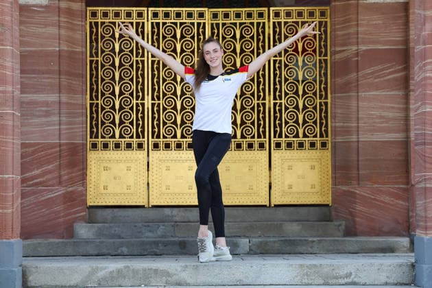 Frankfurt am Main, July 30, 2026: Darja Varfolomeev (TSV Schmiden) looking forward to competing in the Festhalle during a media day from Deutscher Turner-Bund (DTB) ahead of the Rhythmic gymnastics, Rhythmische Sportgymnastik, RSG World Championships at Festhalle Frankfurt (Aug. 12 16.2026) *** Frankfurt am Main, July 30, 2026 Darja Varfolomeev of TSV Schmiden looks forward to competing at the Festhalle during a media day organized by the German Gymnastics Federation (DTB) ahead of the Rhythmic Gymnastics World Championships at the Festhalle Frankfurt, August 12–16, 2026 Copyright: HMBxMedia JoaquimxFerreira