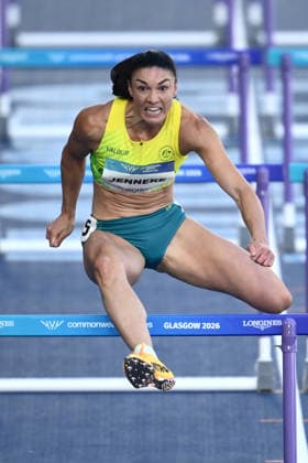 COM26 ATHLETICS, Michelle Jenneke of Australia competes in the Women s 100m Hurdles Heats during the Glasgow 2026 Commonwealth Games at Scotstoun Stadium in Glasgow, Scotland, Thursday, July 30, 2026. ( NO ARCHIVING, EDITORIAL USE ONLY Glasgow United Kingdom  Copyright: xJOELxCARRETTx 20260730143345366042