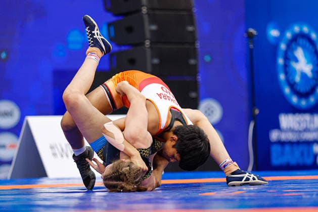 U17, U 17 Wrestling World Championships 53kg WW - Akshara Akshara (IND) df. Valeria Dmitrievna Stancheva (BUL) *** U17 Wrestling World Championships, 53 kg WW: Akshara Akshara (IND) def. Valeria Dmitrievna Stancheva (BUL) Copyright: xKostadinxAndonovx UWW-U17-WC-BAKU-2026