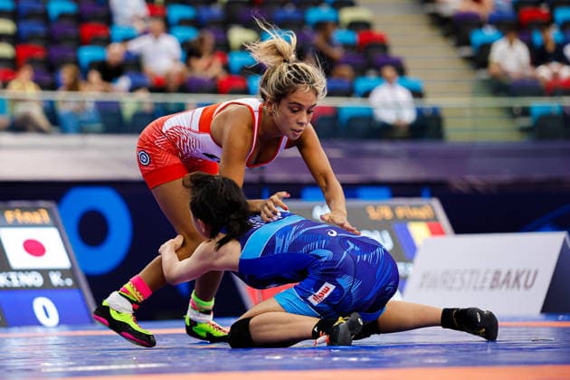U17, U 17 Wrestling World Championships 46kg WW - Kokona Makino (JPN) df. Madison Marie Healey (USA) *** U17 Wrestling World Championships, 46kg WW: Kokona Makino (JPN) defeated Madison Marie Healey (USA) by fall Copyright: xKostadinxAndonovx UWW-U17-WC-BAKU-2026