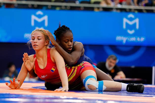 U17, U 17 Wrestling World Championships 61kg WW - Graciela Gaudencia Eningo Asama (ESP) df. Oana Izabela Dumitru (ROU) *** U17 Wrestling World Championships, 61 kg WW: Graciela Gaudencia Eningo Asama (ESP) def. Oana Izabela Dumitru (ROU) Copyright: xKostadinxAndonovx UWW-U17-WC-BAKU-2026