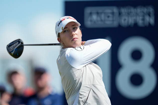 LYTHAM, ENGLAND - JULY 30: Alexandra Forsterling (GER) plays from the eighteenth tee during Round 1 at the 50th AIG Women™s Open Championship at the Royal Lytham and St Anne™s Golf Club, Lytham on July 30, 2026 in Lancashire, England The 50th AIG Women™s Open Championship