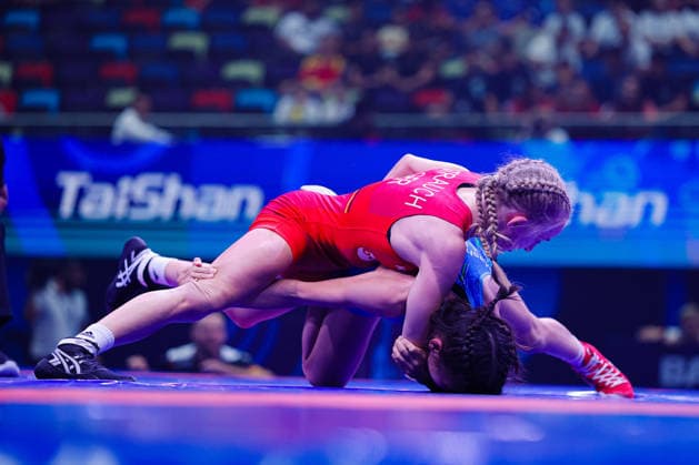 U17, U 17 Wrestling World Championships 43kg WW - Mukhlisa Masharipova (UZB) df. Finja Viviane Strauch (GER) *** U17 Wrestling World Championships, 43 kg WW: Mukhlisa Masharipova (UZB) def. Finja Viviane Strauch (GER) Copyright: xKostadinxAndonovx UWW-U17-WC-BAKU-2026