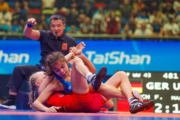 U17, U 17 Wrestling World Championships 43kg WW - Mukhlisa Masharipova (UZB) df. Finja Viviane Strauch (GER) *** U17 Wrestling World Championships, 43 kg WW: Mukhlisa Masharipova (UZB) def. Finja Viviane Strauch (GER) Copyright: xKostadinxAndonovx UWW-U17-WC-BAKU-2026